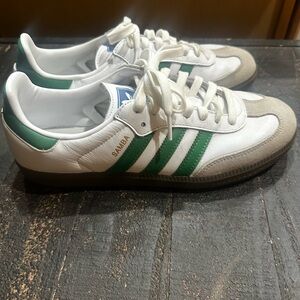 adidas Samba White with Green Stripes Women’s Sneakers